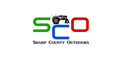 Logo of Sharp County Outdoors with a tractor illustration and colorful letters.